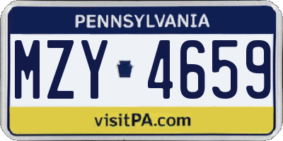 PA license plate MZY4659