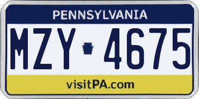 PA license plate MZY4675