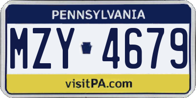PA license plate MZY4679