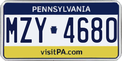 PA license plate MZY4680