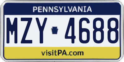 PA license plate MZY4688