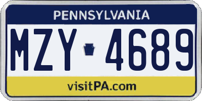 PA license plate MZY4689