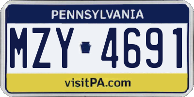 PA license plate MZY4691