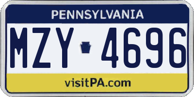 PA license plate MZY4696