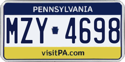 PA license plate MZY4698