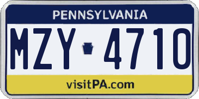 PA license plate MZY4710