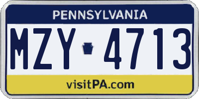 PA license plate MZY4713