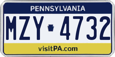 PA license plate MZY4732