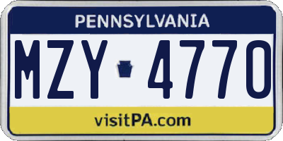 PA license plate MZY4770