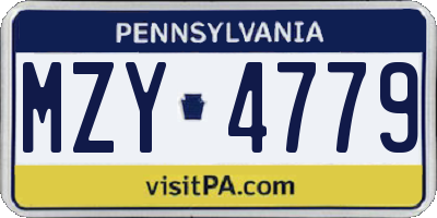 PA license plate MZY4779