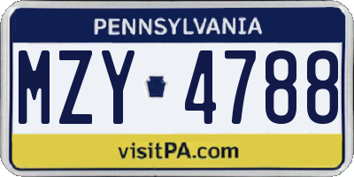 PA license plate MZY4788