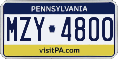 PA license plate MZY4800