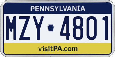 PA license plate MZY4801