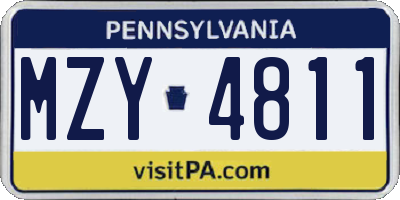 PA license plate MZY4811