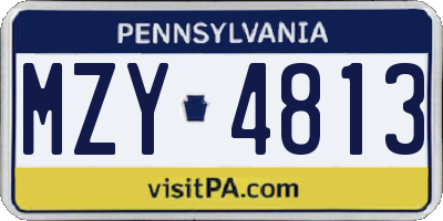 PA license plate MZY4813
