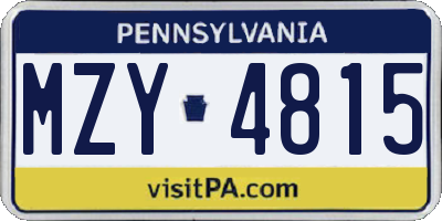 PA license plate MZY4815