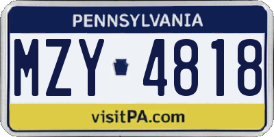 PA license plate MZY4818