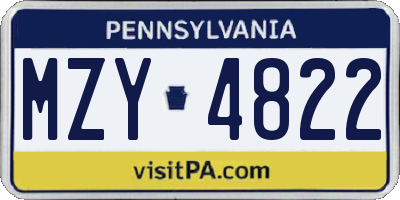 PA license plate MZY4822