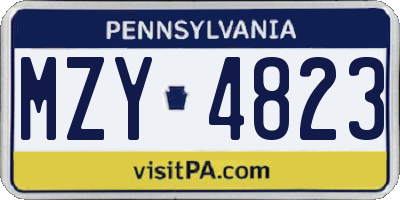 PA license plate MZY4823