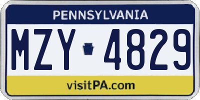 PA license plate MZY4829