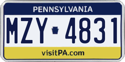 PA license plate MZY4831