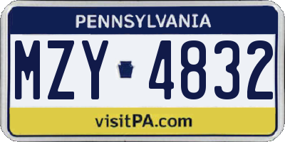 PA license plate MZY4832