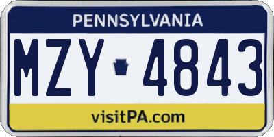 PA license plate MZY4843