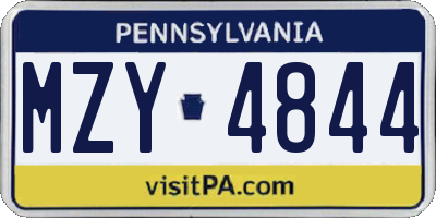 PA license plate MZY4844
