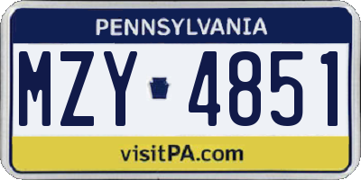 PA license plate MZY4851