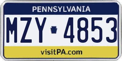 PA license plate MZY4853