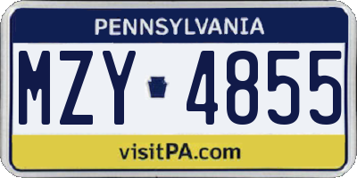 PA license plate MZY4855