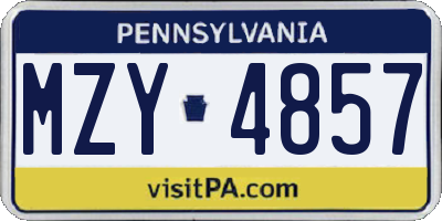 PA license plate MZY4857