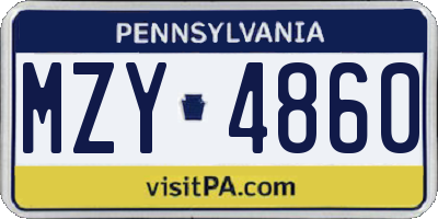 PA license plate MZY4860