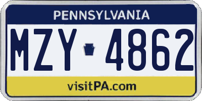 PA license plate MZY4862