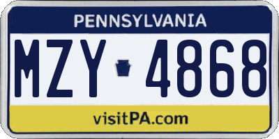PA license plate MZY4868