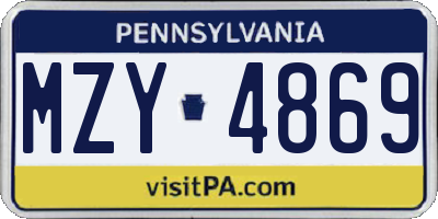 PA license plate MZY4869