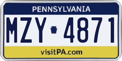 PA license plate MZY4871