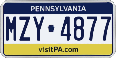 PA license plate MZY4877