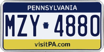 PA license plate MZY4880