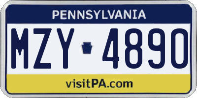 PA license plate MZY4890