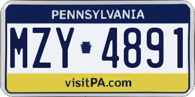 PA license plate MZY4891