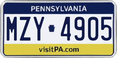 PA license plate MZY4905