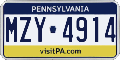 PA license plate MZY4914
