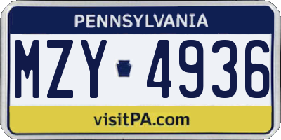 PA license plate MZY4936