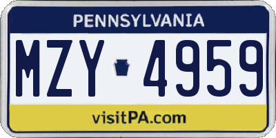 PA license plate MZY4959