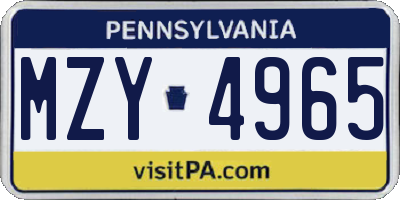 PA license plate MZY4965