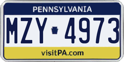 PA license plate MZY4973