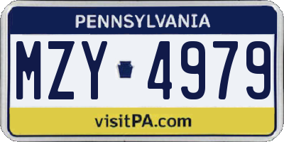 PA license plate MZY4979