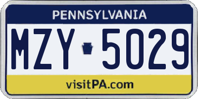PA license plate MZY5029