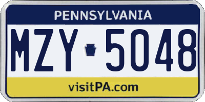PA license plate MZY5048